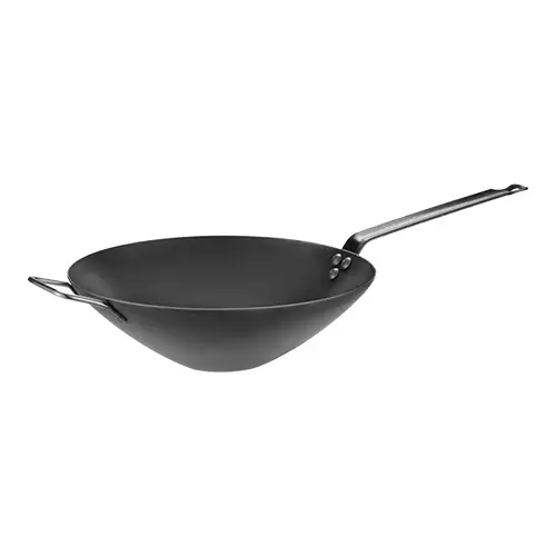 HorecaTraders Wokpan | Plaatstaal | 1.46 kg | 9.5 x Ø30 cm Aanbieding