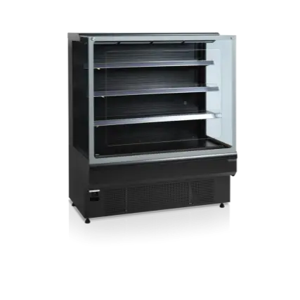 Tijdelijk Beschikbaar HorecaTraders Open Front Koeler | Zwart | 0 tot 6 °C | 120 x 74 x 139,5 cm