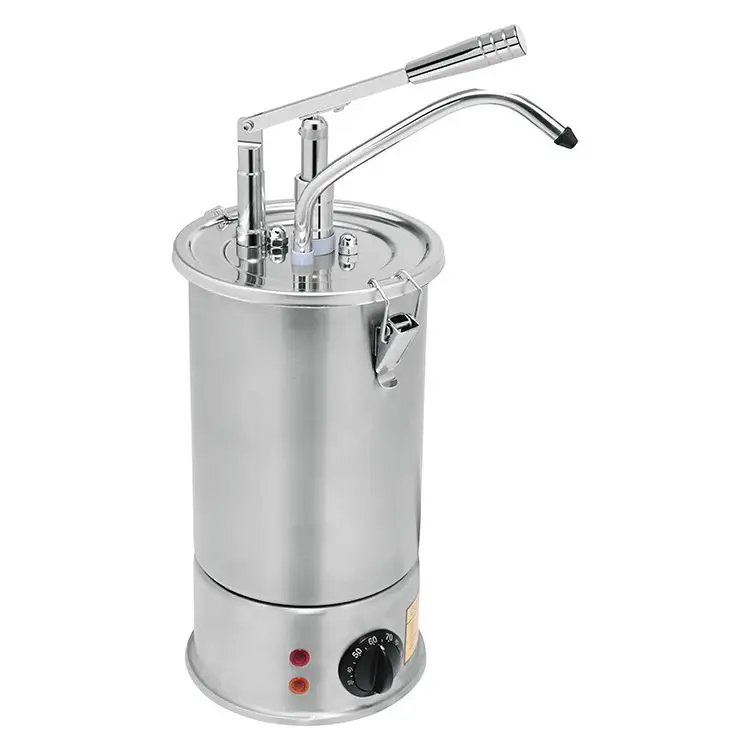 Dispenser met schuine naald spuitmond voor het injecteren van warme sauzen 0-120°C. Favoriet