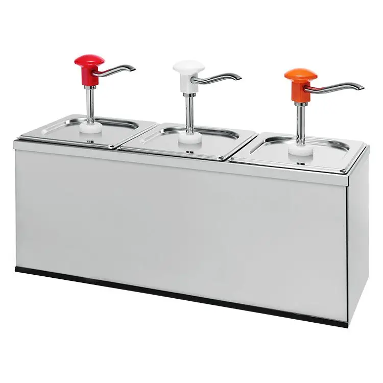 Koop Online Sausdispenser 3x 3 liter met witte, rode en gele drukknopbediening