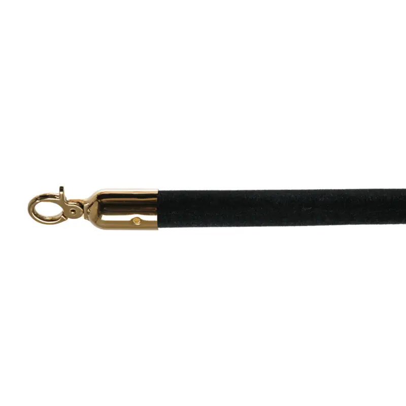 10103BB - Barrier cord velvet Black, Brass, Ø 3cm, length 157 cm Hoge Kwaliteit
