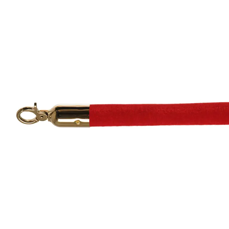 10103RB - Barrier cord velvet Red, Brass, Ø 3cm, length 157 cm Actieprijs