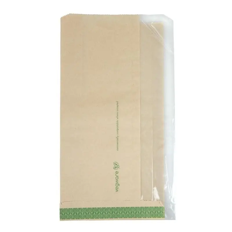 Vegware composteerbare vetbestendige zakken met PLA venster 280x150mm (1000 stuks) Nieuw