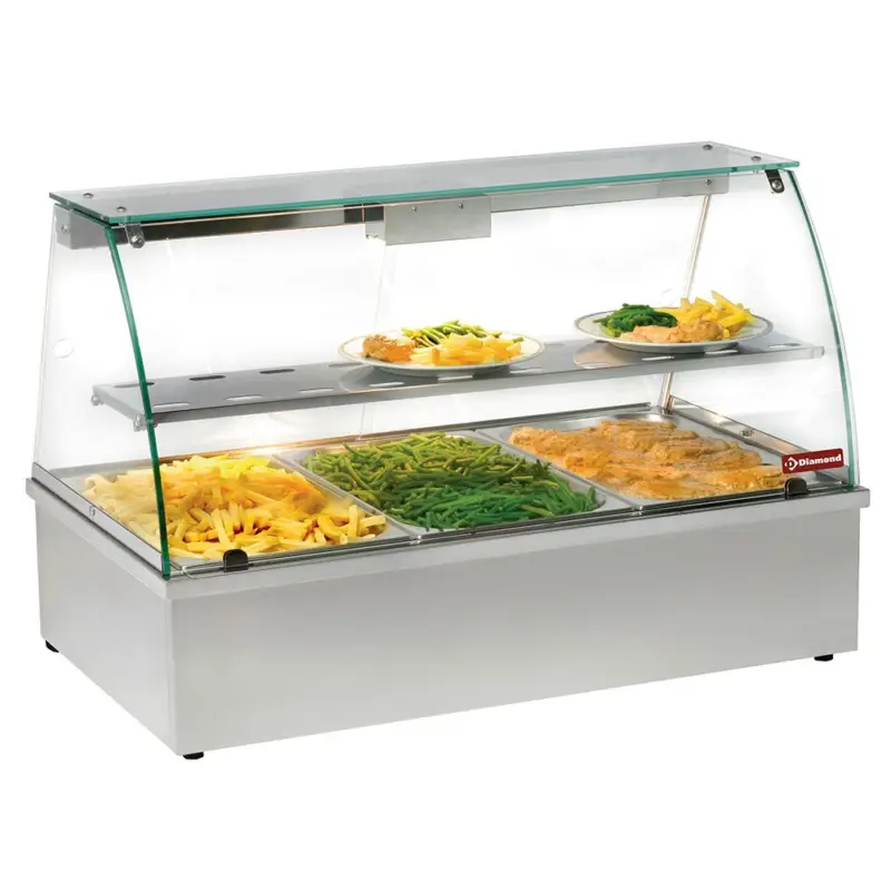 Beperkt Aanbod Warmvitrine, bain-marie 3 GN 1/1, panoramisch