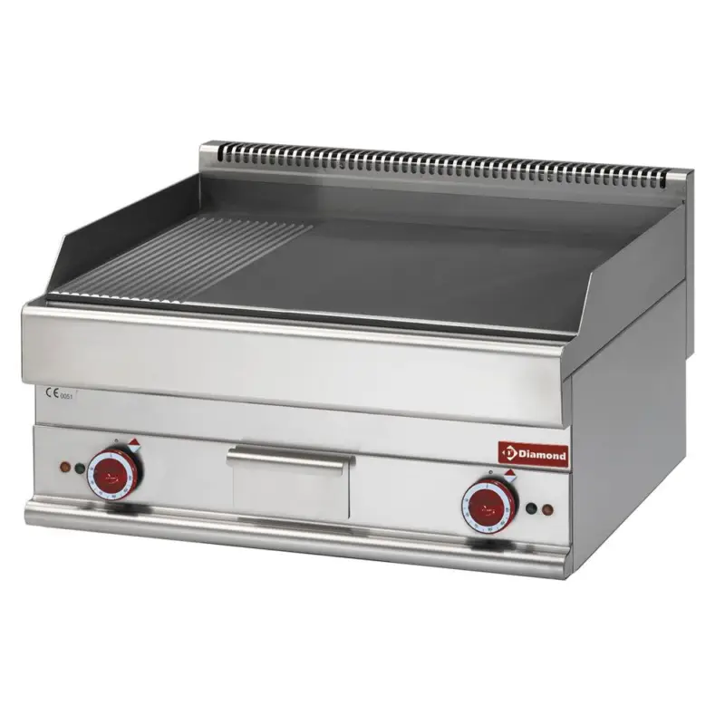 Elektrische braadplaat 2/3 glad en 1/3 gegroefd -top- "Alpha 650" Must-Have