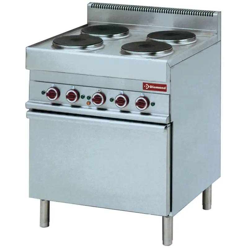 Elektrisch fornuis met 4 ronde kookplaten met convectie-oven GN 1/1 Meest Verkocht