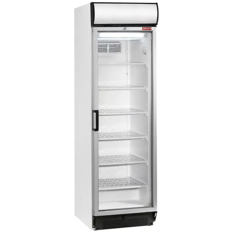 Statische/geventileerde negatieve T° vitrine, 380 liter, met lichtbak Lage Kosten