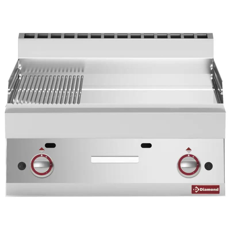 Bakplaat 2/3 glad en 1/3 gegroefd -Top- hard verchroomde "50 µm" Premium