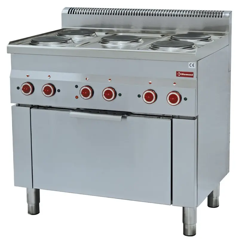 Aanbieding Fornuis 5 kookplaten en elektrische convectie-oven GN 1/1