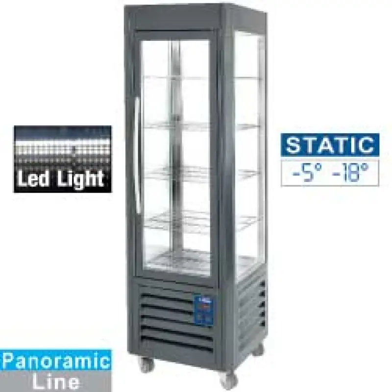Panoramische vitrine, 5 niveaus, 360 LT, RVS. Antraciet Gratis Retour