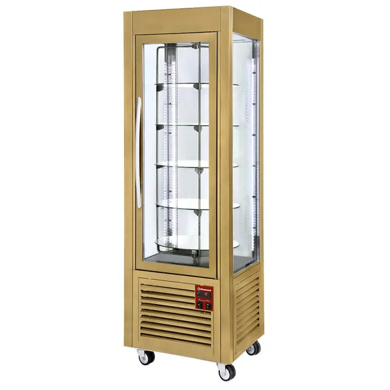 Panoramische vitrine, 5 draaiende plateau's, 360 LT, Gold Gratis Retour