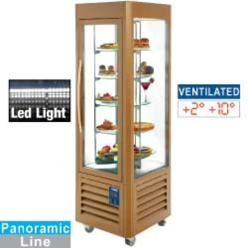 Op = Op Panoramische vitrine, 5 draaiende plateau's, 360 LT, Gold