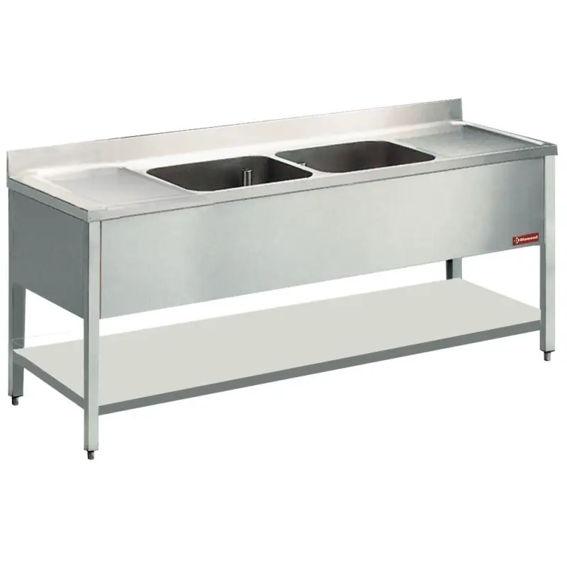 Tijdelijk Beschikbaar Spoeltafel 2 kuipen 500x500xh325 2 druipv+on