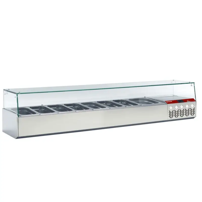 Weekendaanbieding Gekoelde structuur GN 8x1/3, 1x1/9,, met rechte ruit