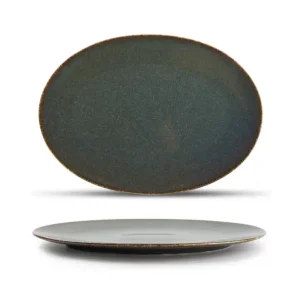 Laatste Versie BonBistro Cirro Plat bord ovaal groen 30x21cm