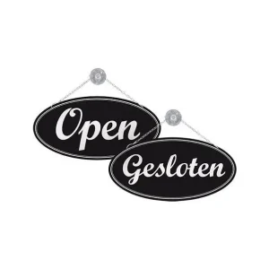 Beste Prijs Bordje ovaal open/gesloten PVC zwart