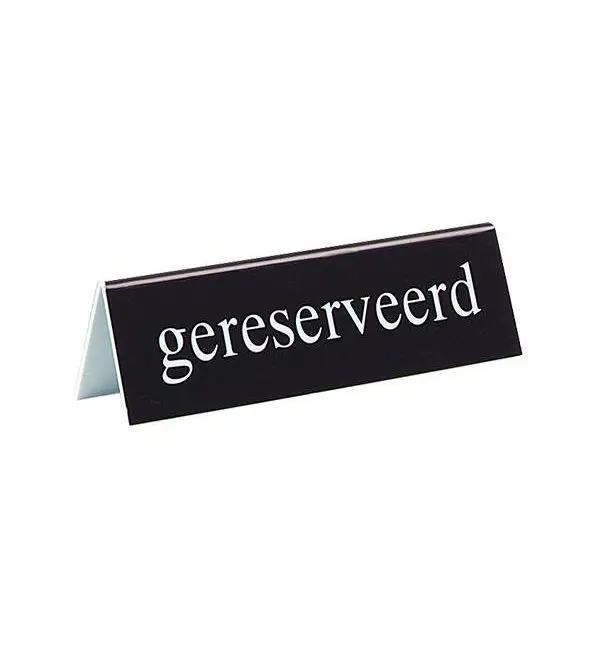 Aanbieding Tafelbordje "Gereserveerd" zwart 13x3,5xH4cm