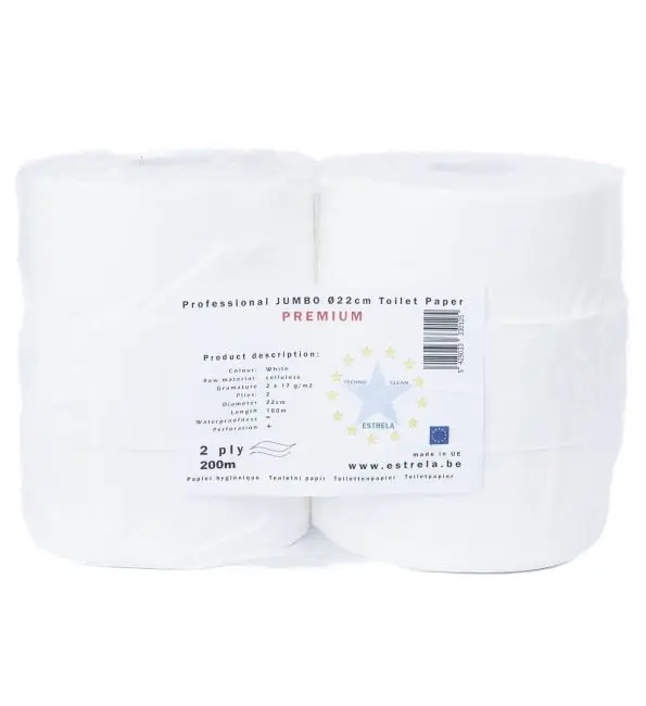 Premium Toiletpapier Jumbo 2-laags 200m | 6 rollen Direct Beschikbaar