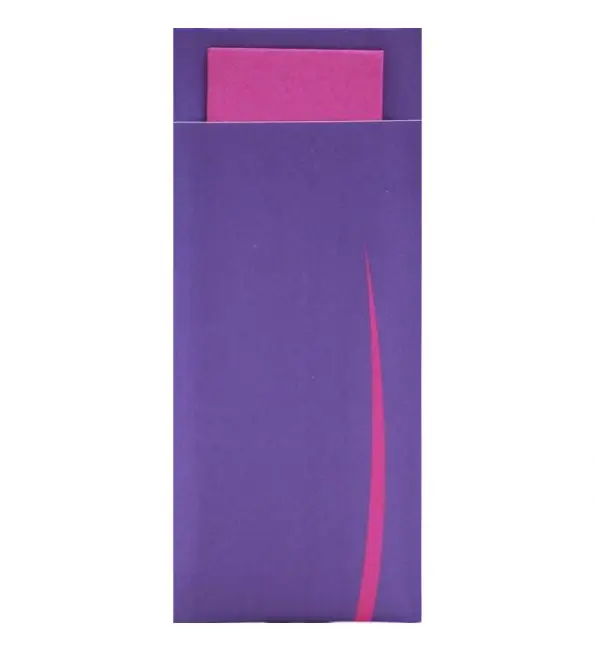 Bestekzak Bari met servet paars-fuchsia | 500 stuks Op = Op