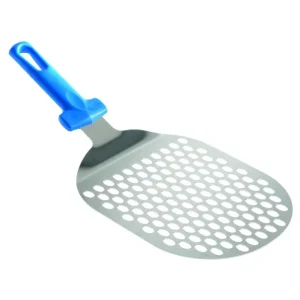 Tijdelijk Beschikbaar GI Metal Pizzaschep ovaal geperforeerd 17,5x21cm