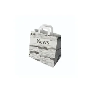 Draagtas newsprint papier 25x26x17cm | 50 stuks Merkproduct