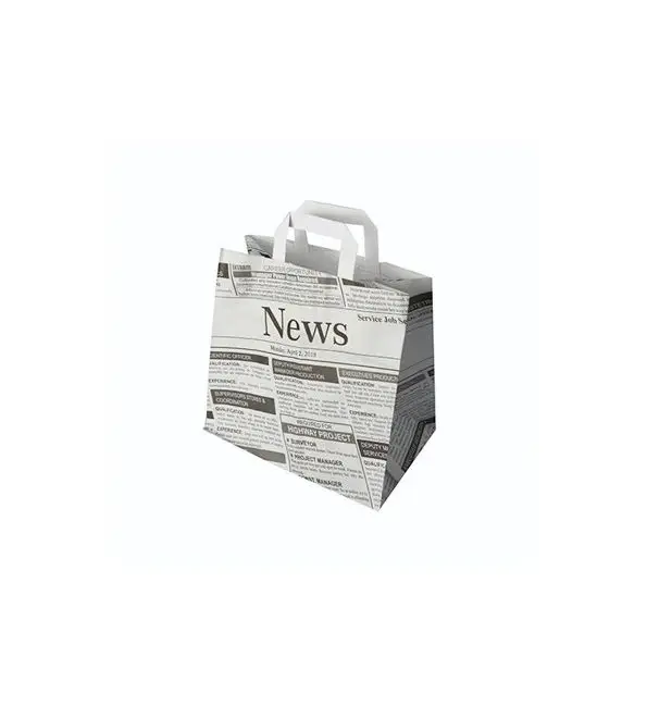 Draagtas newsprint papier 25x26x17cm | 50 stuks Merkproduct