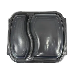 Menuschaal met deksel 2-vaks zwart 24x21x4cm | 50 stuks Weekendaanbieding