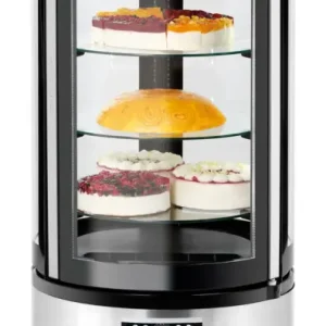 Bartscher Gebaksvitrine | 100L | Ronde Vitrine | Zwart/Grijs | Convectiekoeling | Ø495x1065mm Uitverkoop