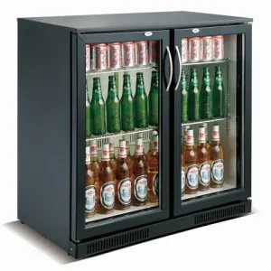 Exclusieve Aanbieding CombiSteel Barkoeler Zwart | 198L | 2 Glasdeuren | Geforceerd | 900x500x900mm