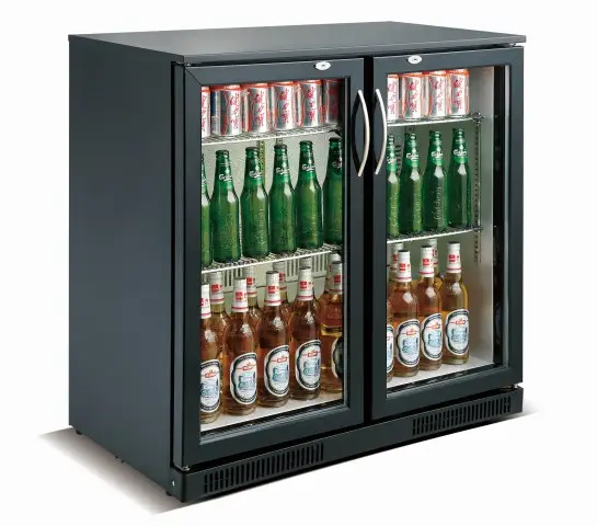 Exclusieve Aanbieding CombiSteel Barkoeler Zwart | 198L | 2 Glasdeuren | Geforceerd | 900x500x900mm