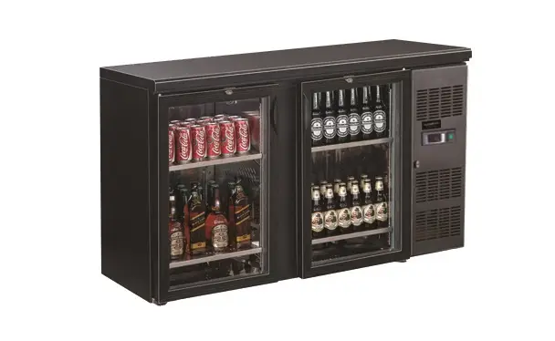 Snelle Levering CombiSteel Barkoeler Zwart | 350L | 2 Glas Deuren | Geforceerd | 1462x535x860mm