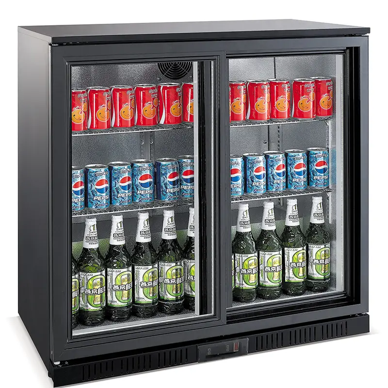 Laatste Versie CombiSteel Barkoelkast | 198L | Zwart | Schuifdeuren | Statisch + Ventilator | 900x520x850mm