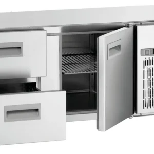Bartscher Koelwerkbank | Laag Model | 180L | 1 Deur + 2 Laden 1/1 GN | 0°C/+10°C | Geforceerd | 1395x660x620mm Tijdelijk Beschikbaar