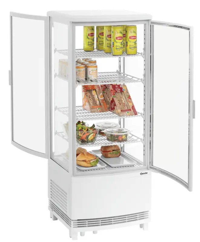Bartscher Mini-koelvitrine | 98L | Wit | 4 Niveaus | Led | 425x425x1090mm Lage Kosten