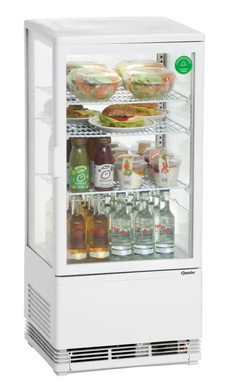 Bartscher Mini-koelvitrine 78L | Wit | 3 roosters | LED-verlichting | 435x385x960mm Uitverkoop
