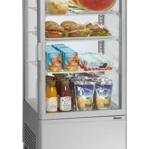 Bartscher Mini-koelvitrine 78L | Zilver | 3 roosters | Convectiekoeling | 435x385x960 mm Betaalbaar