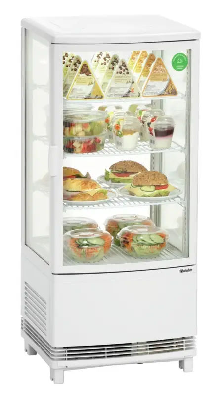 Bestseller Bartscher Mini-koelvitrine 86L | LED | Dubbelzijdige toegang | 425x425x980mm