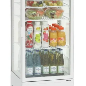 Veilige Betaling Bartscher Mini-koelvitrine 98L | Wit | 4 roosters | LED-verlichting | 435x385x1105mm