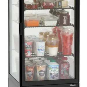 Hoge Kwaliteit Bartscher Mini-koelvitrine 98L-SW | Zwart | LED-verlichting | 435x385x1105mm