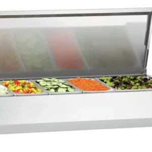 Bartscher Opzetkoelvitrine ED3-1501 | 5×1/3 GN + 1×1/2 GN | 0°C-10°C | RVS Deksel | 1500x395x290mm Superprijs