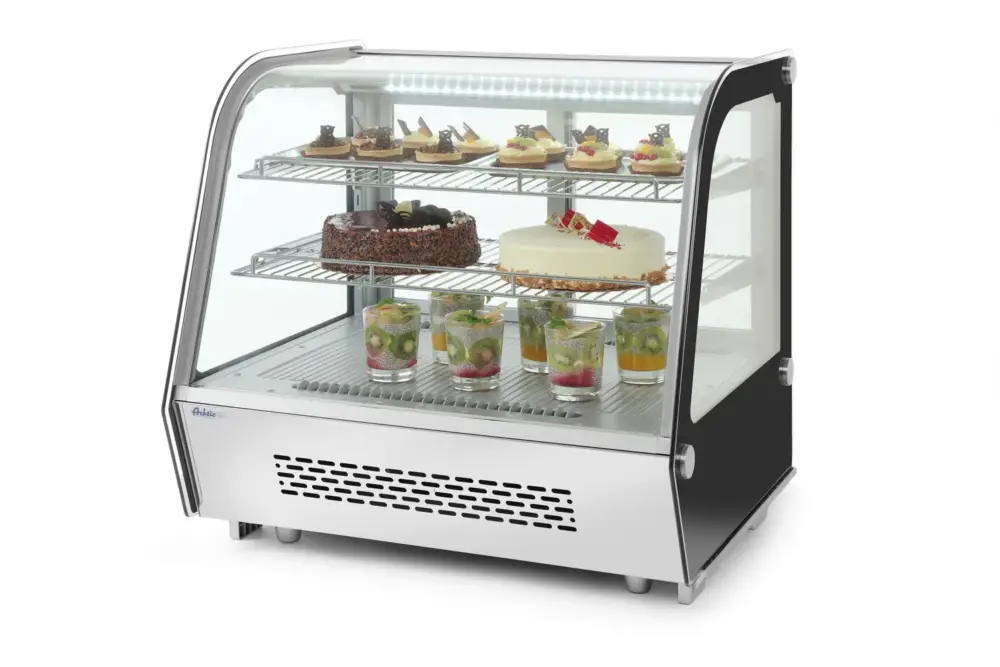 Arktic Koelvitrine | 160L | RVS/Zwart | 0°C/+6°C | Geforceerd | 3 Niveaus | 850x568x686mm Aanbieding