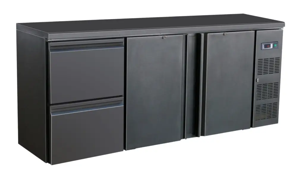 Beste Prijs CombiSteel Barkoelkast | 537L | Zwart | Geforceerd | 2 Draaideuren + 2 Laden | 2002x513x860mm