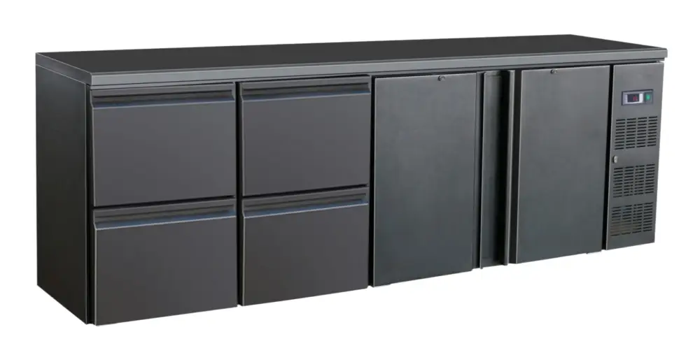 Op = Op CombiSteel Barkoelkast | 698L | Zwart | 0°C/+10°C | Geforceerd | 2 Draaideuren + 4 Laden | 2542x513x860mm