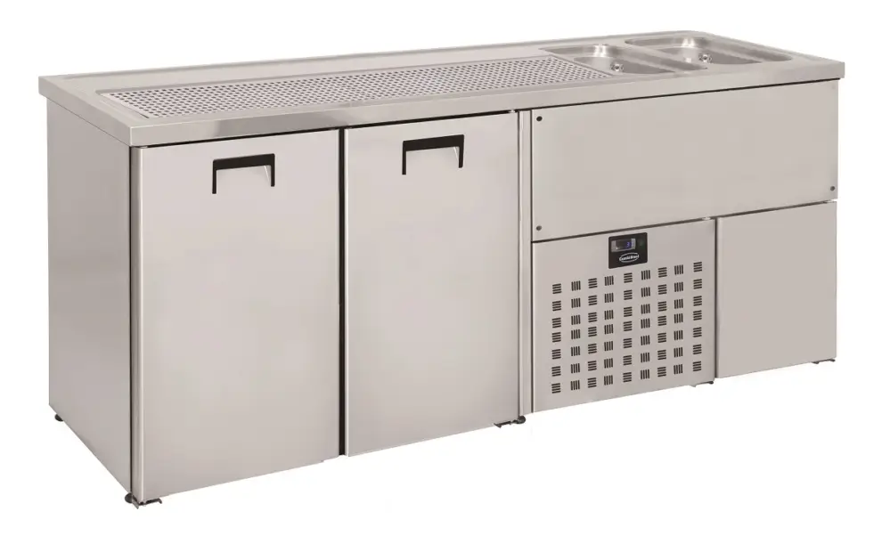 CombiSteel Bierkoeler | RVS | 2 Deuren Links + 2 Spoelbakken Rechts | 1950x700x1050mm Hete Deal