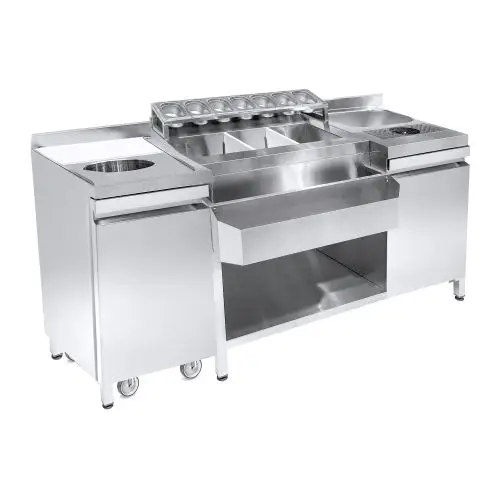 CombiSteel Cocktail Bar Station | RVS | Met Spoelbak | 1790x700x875 Beste Prijs