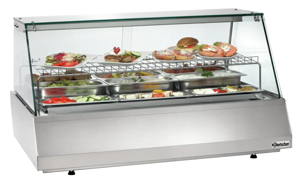 Laatste Versie Bartscher Koelvitrine 3/1 GN | Rechte Ruit | Convectiekoeling | 6–10 °C | 1075x775x590mm