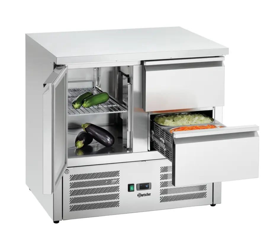Betaalbaar Bartscher Koelwerkbank | 260L | 1 Deur + 2 Laden 1/1 GN | 0°C/+10°C | Geforceerd | 900x700x880mm