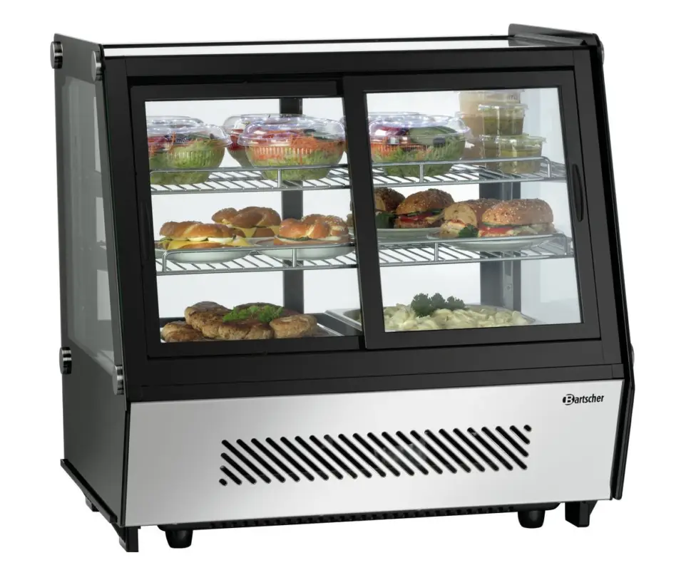 Koop Online Bartscher Koelvitrine | 120L | Convectiekoeling | Zwart/RVS | LED | 710x568x686mm
