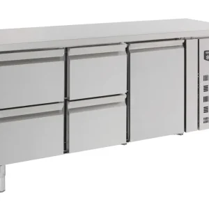 Finale Uitverkoop Combisteel Koelwerkbank | 417L | 1 Deur + 4 Laden | +2°C/+8°C | Geforceerd | 1795x700x850mm