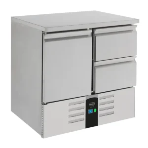 Premium Combisteel Koelwerkbank | ENERGY LINE | Energiezuinig | 257L | 1 Deur + 2 Laden | +2°C/+8°C | Geforceerd | 903x700x870mm